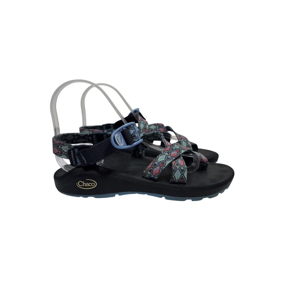 Chaco ZX/2 Cloud Sandals Womens 7 Black Toe Loop Double Strap Cloud Footbed